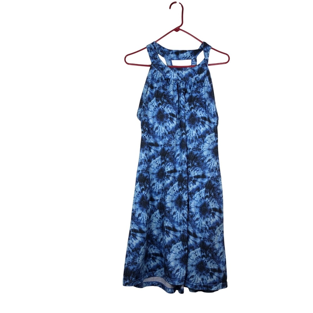ZeroXposur SunDress L Blue Racerback Athleisure Cruise Coastal Tie-dye Festival